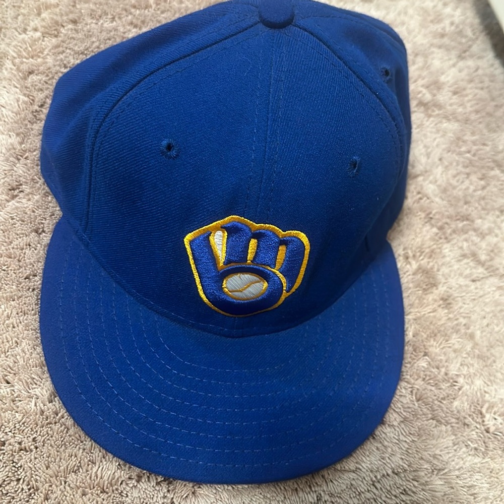 New Era Milwaukee Brewers Blue Hat Size 7 1/2